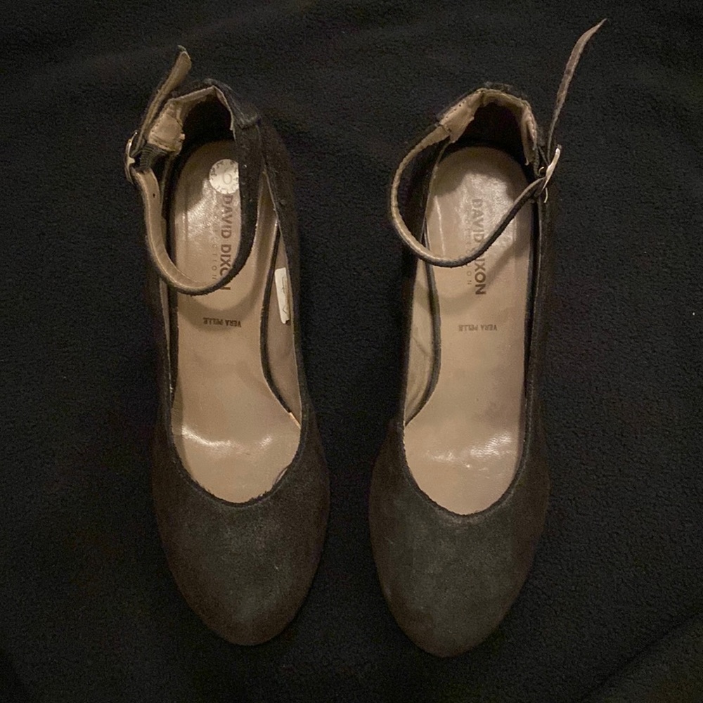 Black Suede blocked black heels